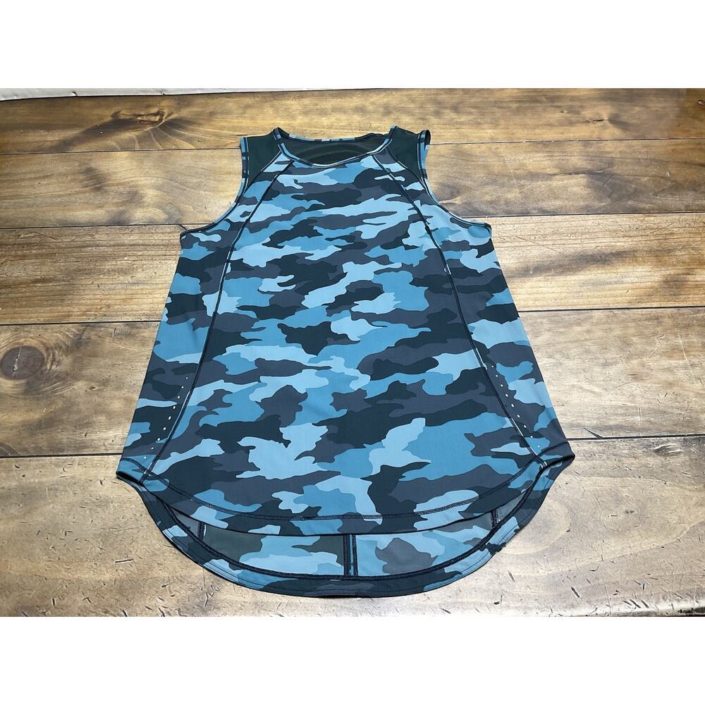 Lululemon Heritage 365 Camo Tidewater Teal Multi Print Cutout Sculpt Tank Top 8